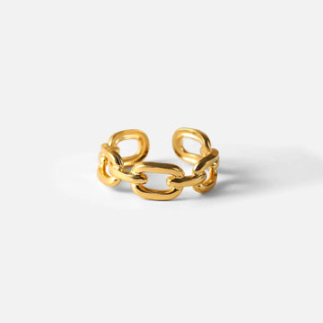 Chunky Gold Rings – Twisted Link Chain Open Rings for Trendy Style