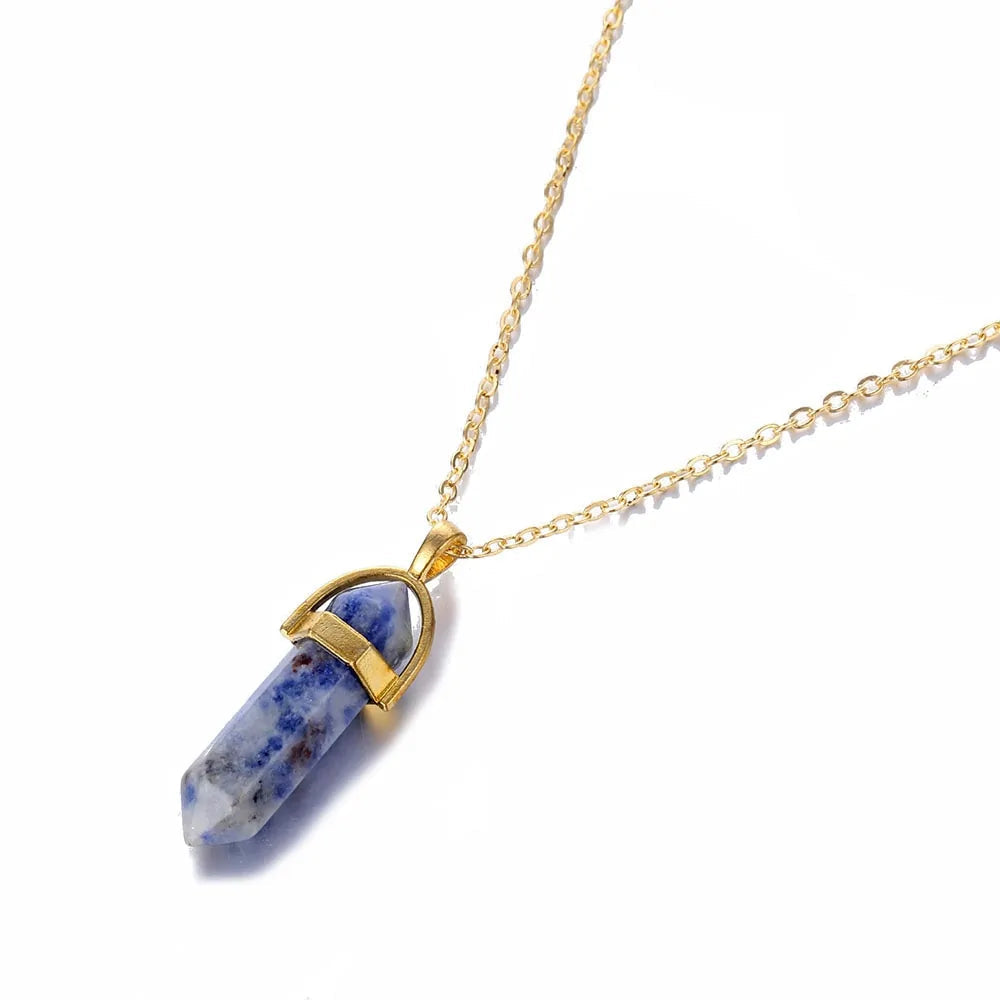 Hexagonal Column Quartz Pendant Necklace - Black Opal Pendant Design smart-purchase