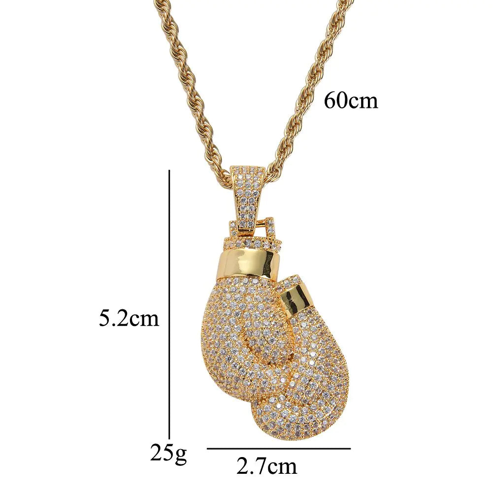 Elisa Gold Pendant Necklace: Boxing Gloves Design for Sporty Style smart-purchase