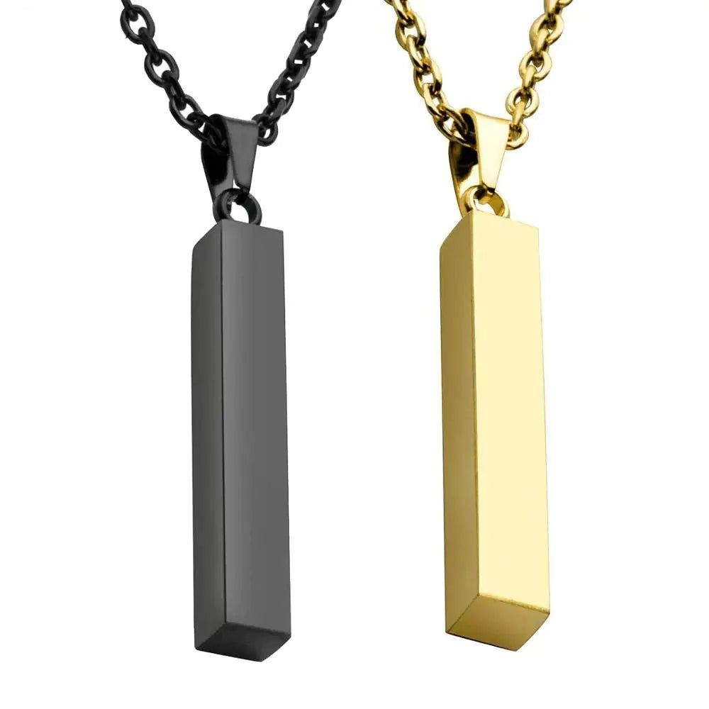 Steel Vertical Bar Pendant Necklace: Silver Locket Necklaces for Modern Style smart-purchase