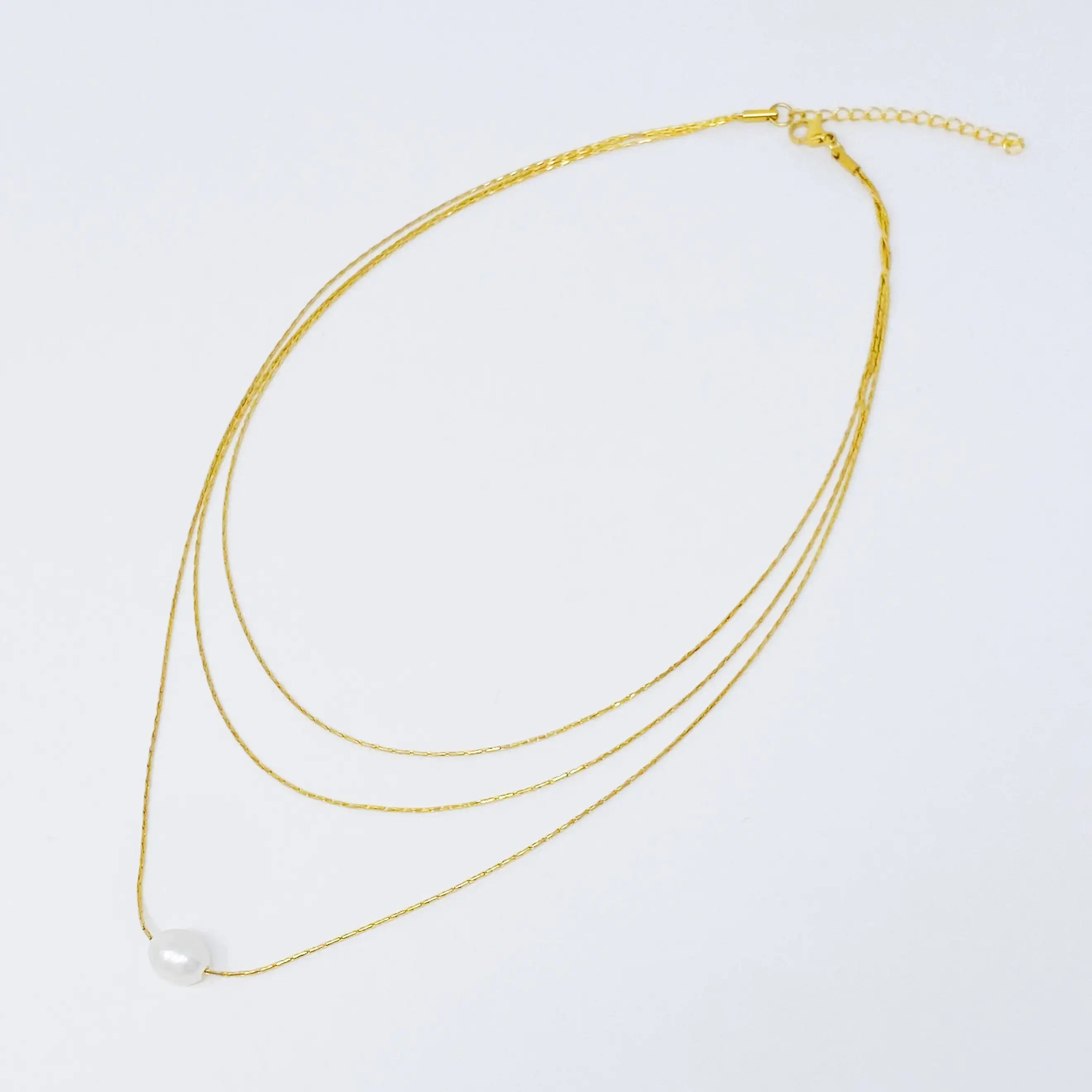 Layered Freshwater Pearl Pendant Necklace with Gold Chain Pendant smart-purchase