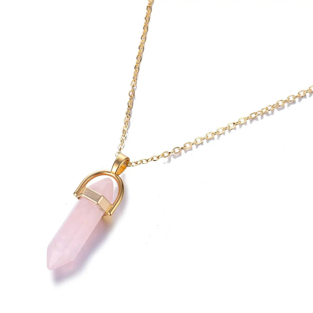 Hexagonal Column Quartz Pendant Necklace - Black Opal Pendant Design smart-purchase