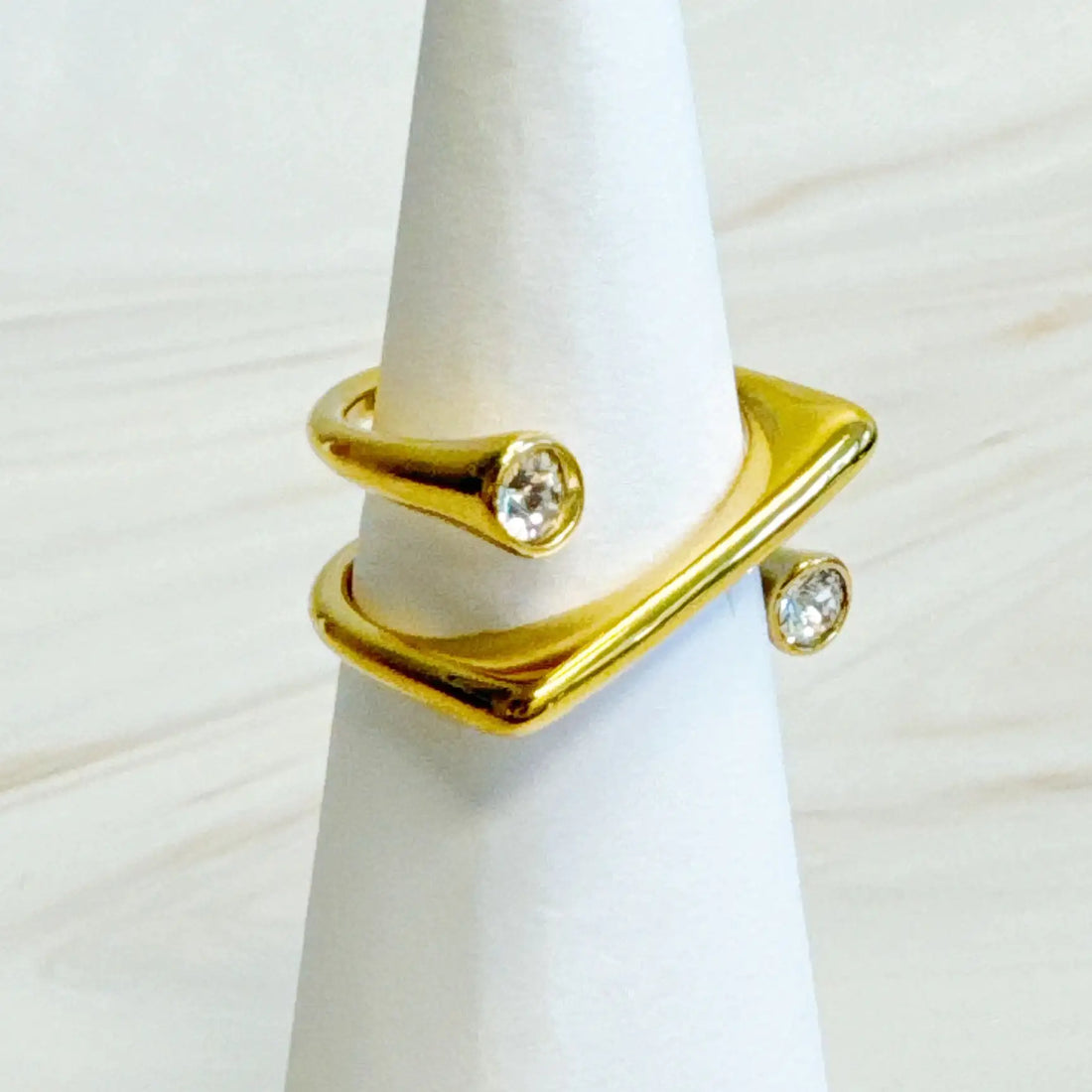 Edge Angled Swirling Ring for Contemporary Style - Diamond Cocktail Rings for Bold Fashion
