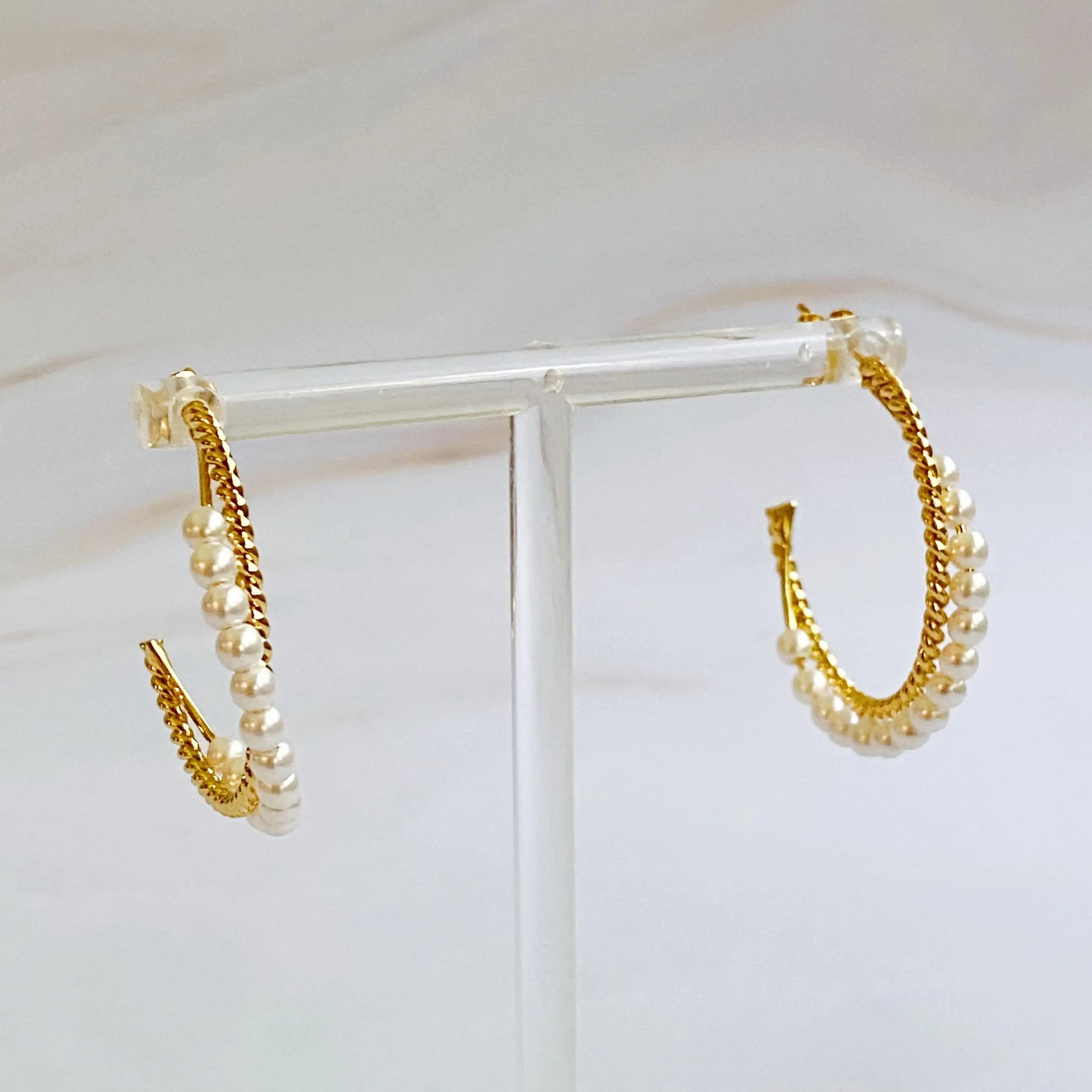 Pearl and Gold Blended Hoop Earring – Vintage Pearl Earrings for Effortless Elegance smart-purchase