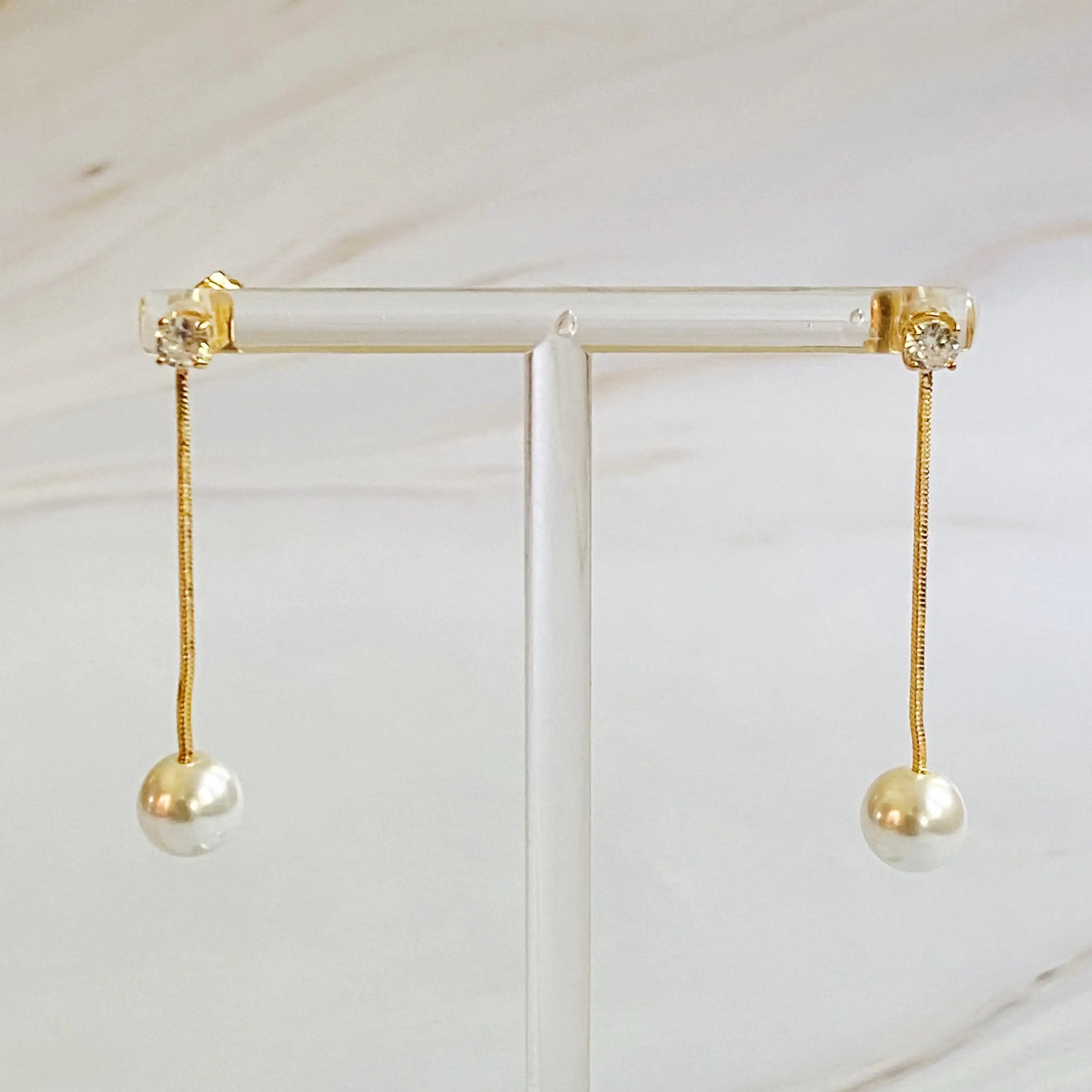 Elegant Dangling Pearl Earrings – Gold Diamond Drop Earrings for Timeless Style smart-purchase