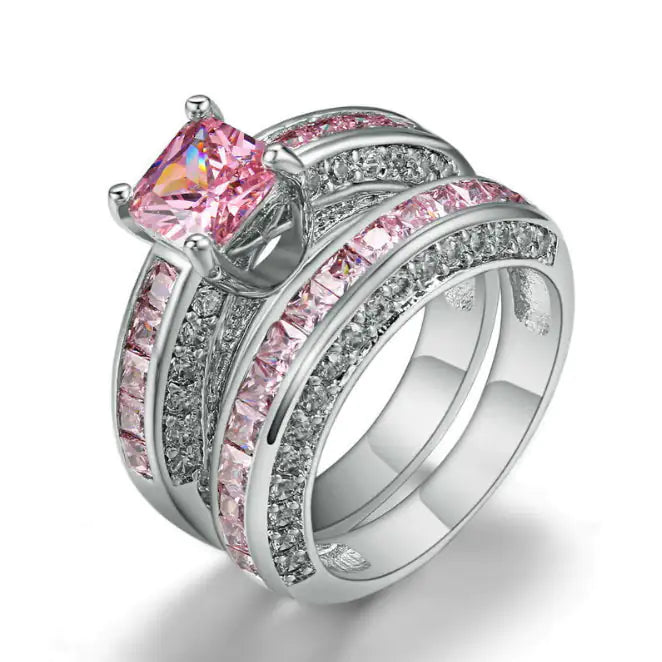 Stackable Gold Rings – Jubilee Set of 2 Stacking Rings in Pure Crystal with Platinum Plating