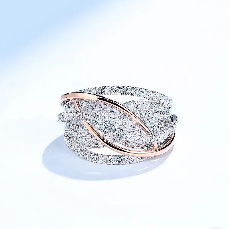 Unique Gold Engagement Rings – Zircon Mesh Engagement Ring for Timeless Elegance