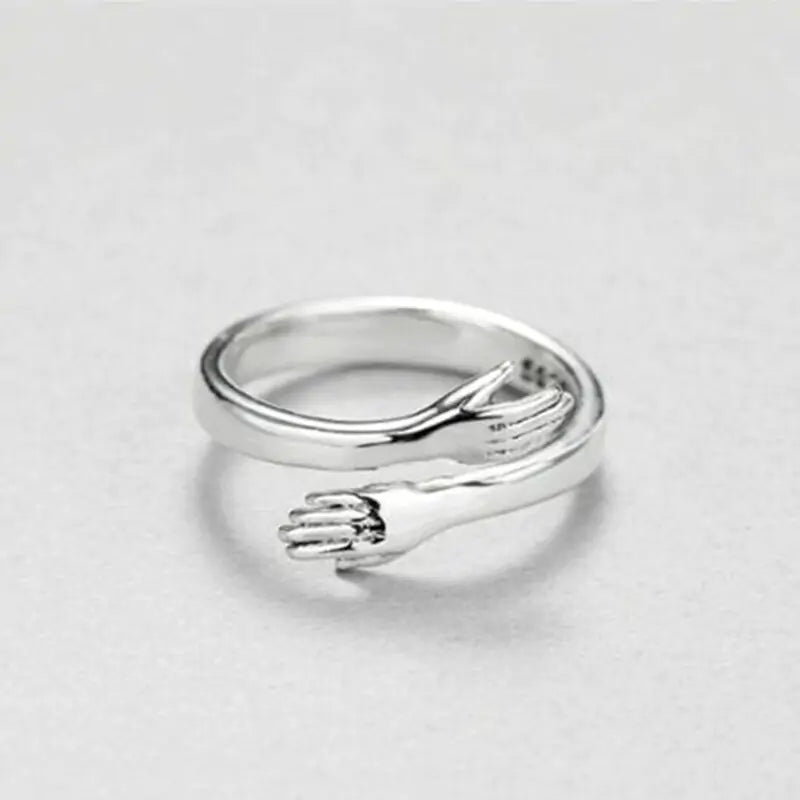 Sterling Silver Heart Ring – Unique Personality Silver Plated Love Hug Ring smart-purchase
