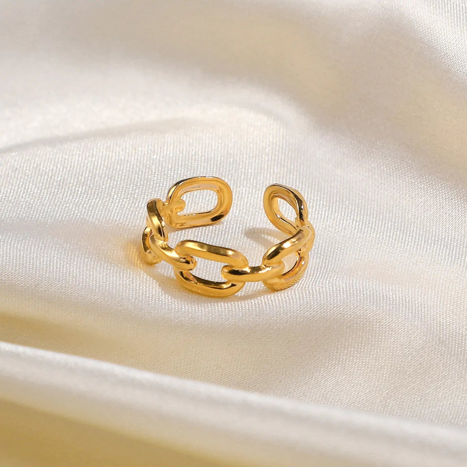 Chunky Gold Rings – Twisted Link Chain Open Rings for Trendy Style smart-purchase