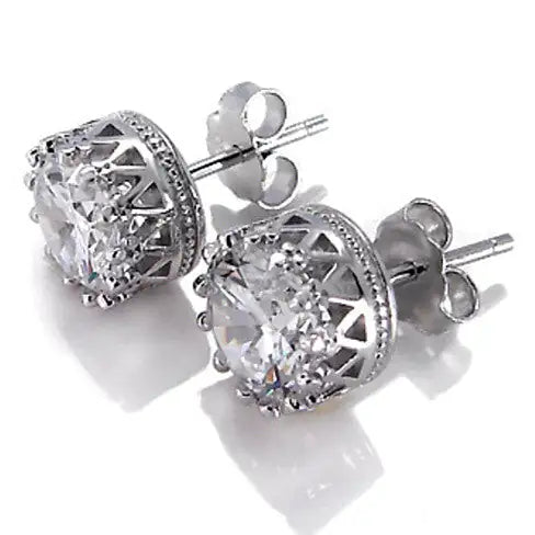 Diamond Stud Earrings 1 Carat: Crown Jewels Sterling Silver Earrings smart-purchase