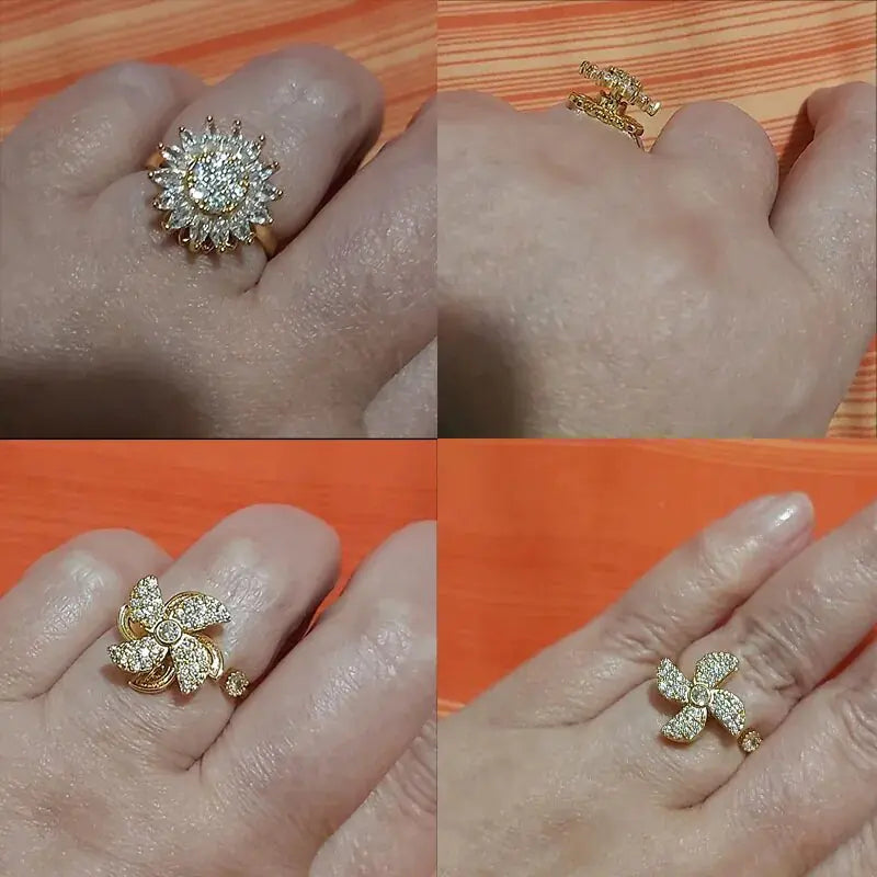 Crystal Sunflower Rings for Women - Affordable Gold Rings with Floral Elegance smart-purchase