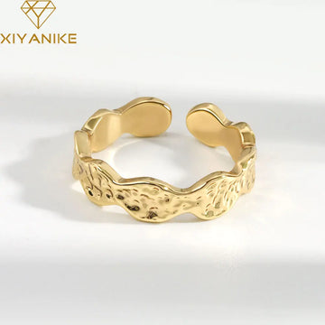 Chunky Silver Rings – Irregular Texture Open Cuff Finger Rings for Unique Style