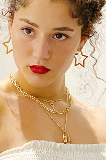 Layered Locket & Key Necklace with 14kt Gold Pendant