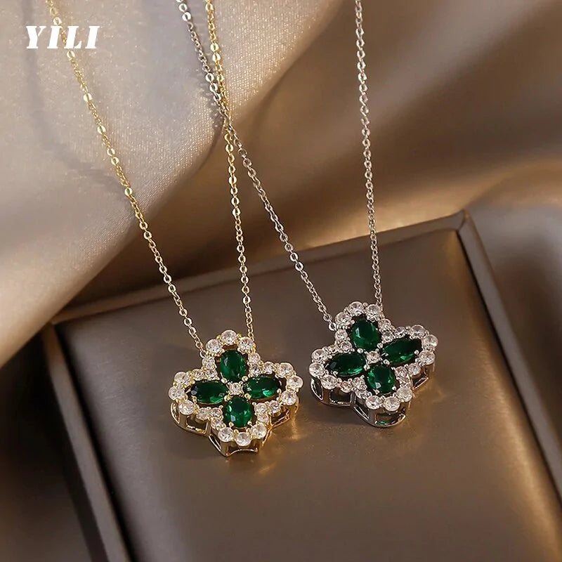 Green Crystal Flower Pendant - Heart Pendant Crystal Jewelry smart-purchase