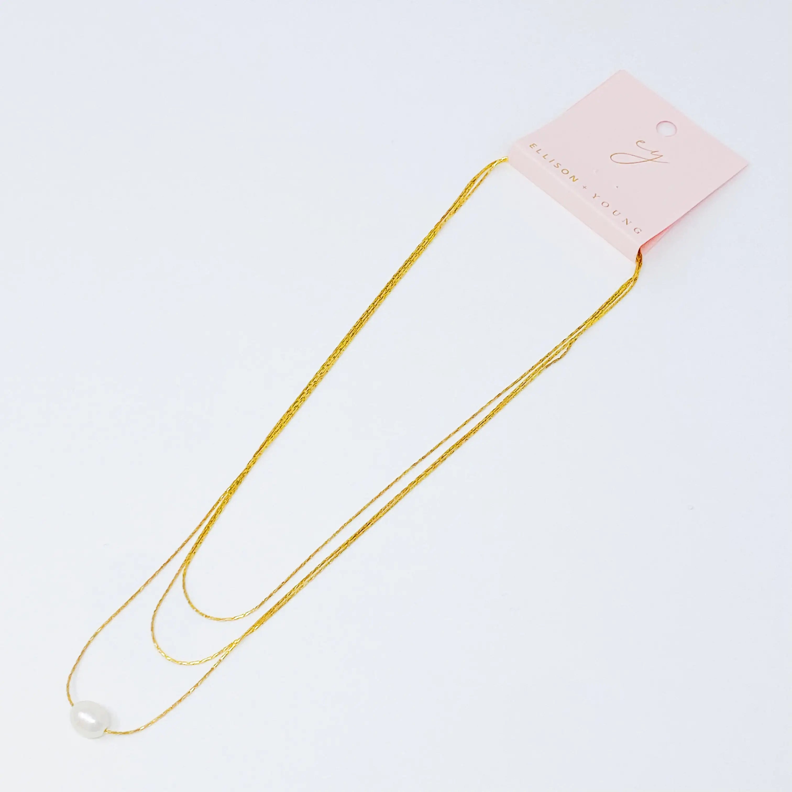 Layered Freshwater Pearl Pendant Necklace with Gold Chain Pendant smart-purchase