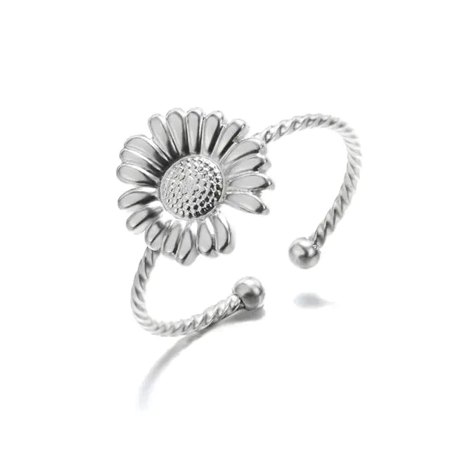 Crystal Sunflower Rings for Women - Affordable Gold Rings with Floral Elegance smart-purchase