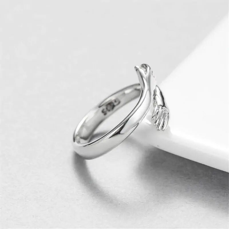 Sterling Silver Heart Ring – Unique Personality Silver Plated Love Hug Ring smart-purchase