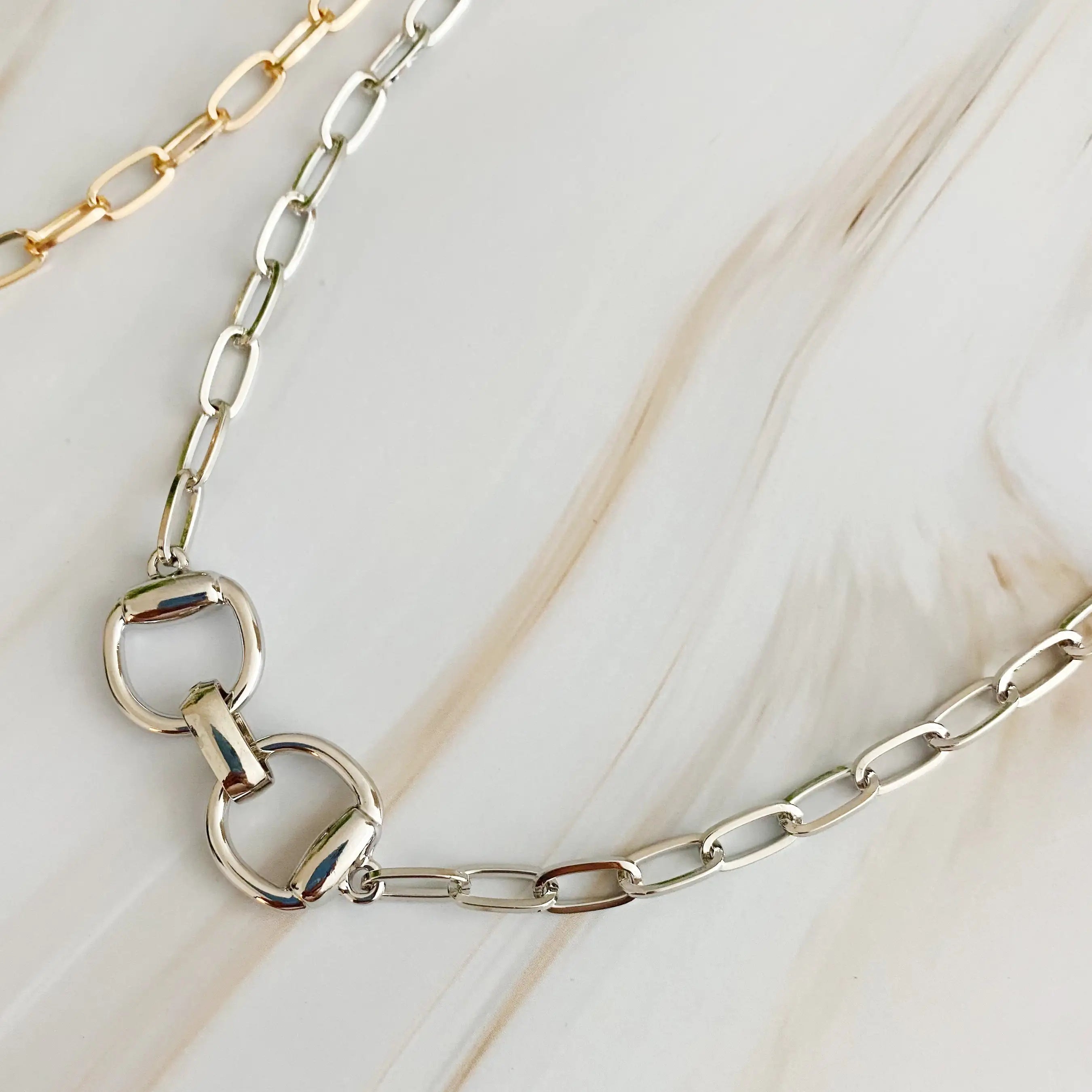Gold Pendant with Silver Chain: Equestrian Pendant Chain Necklace for Horse Lovers smart-purchase