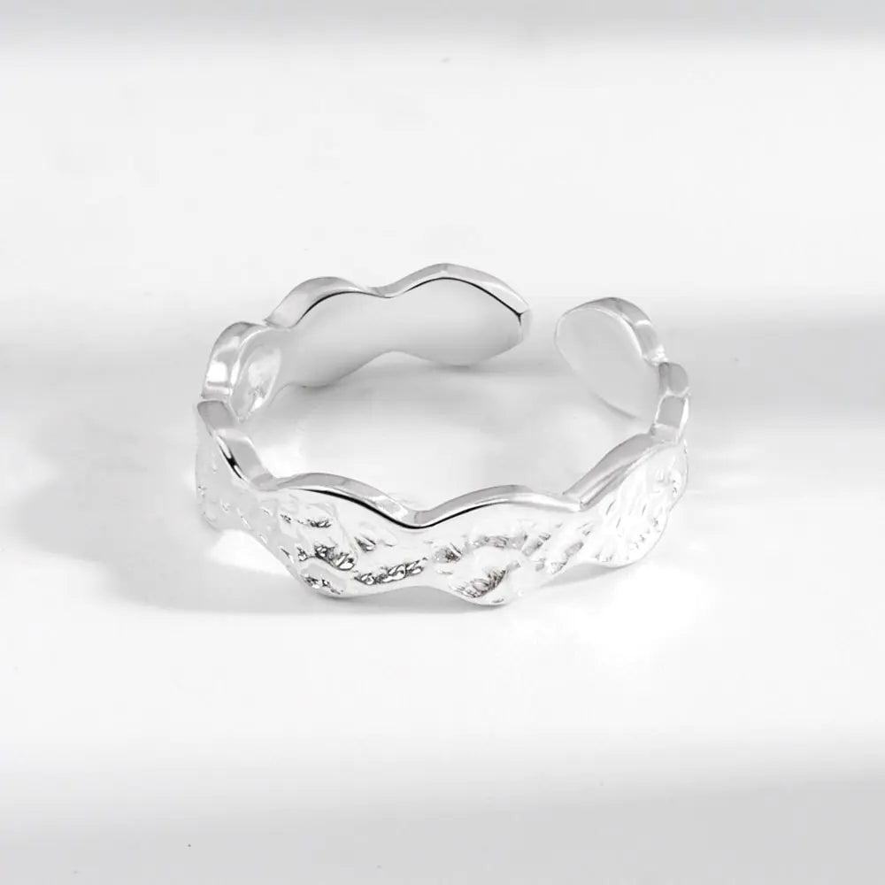 Chunky Silver Rings – Irregular Texture Open Cuff Finger Rings for Unique Style smart-purchase