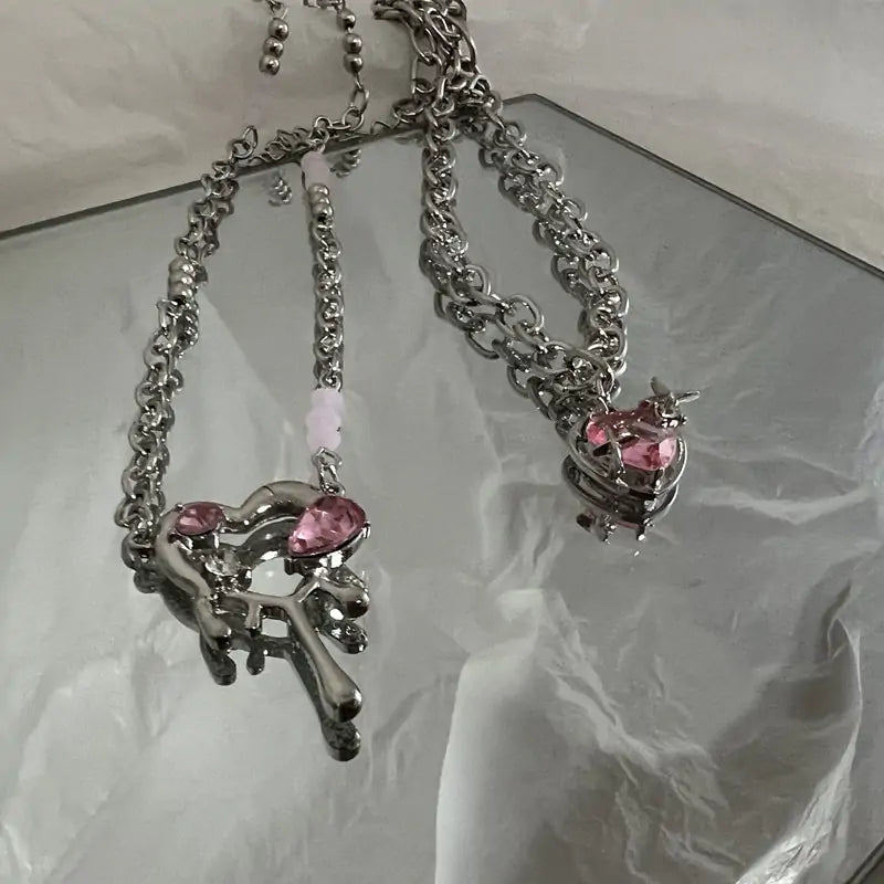 Peach Heart Pendant Necklace: 14k Pearl Necklace with Timeless Elegance