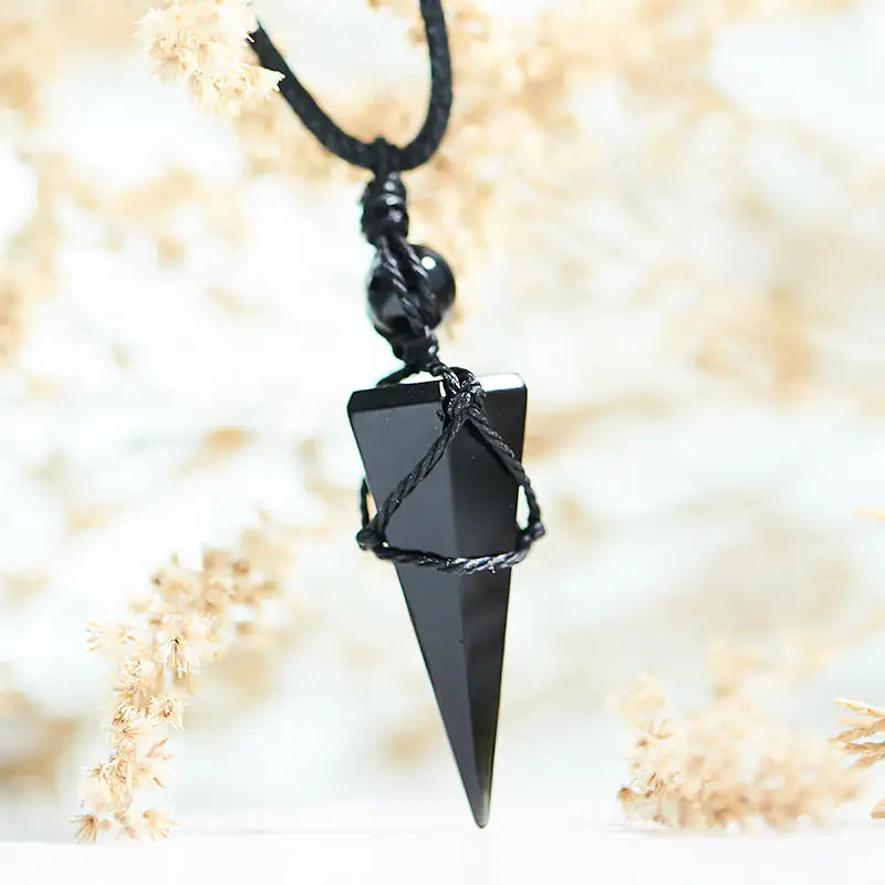 Obsidian Crystal Pendant Pendulum Necklace for Spiritual Healing smart-purchase