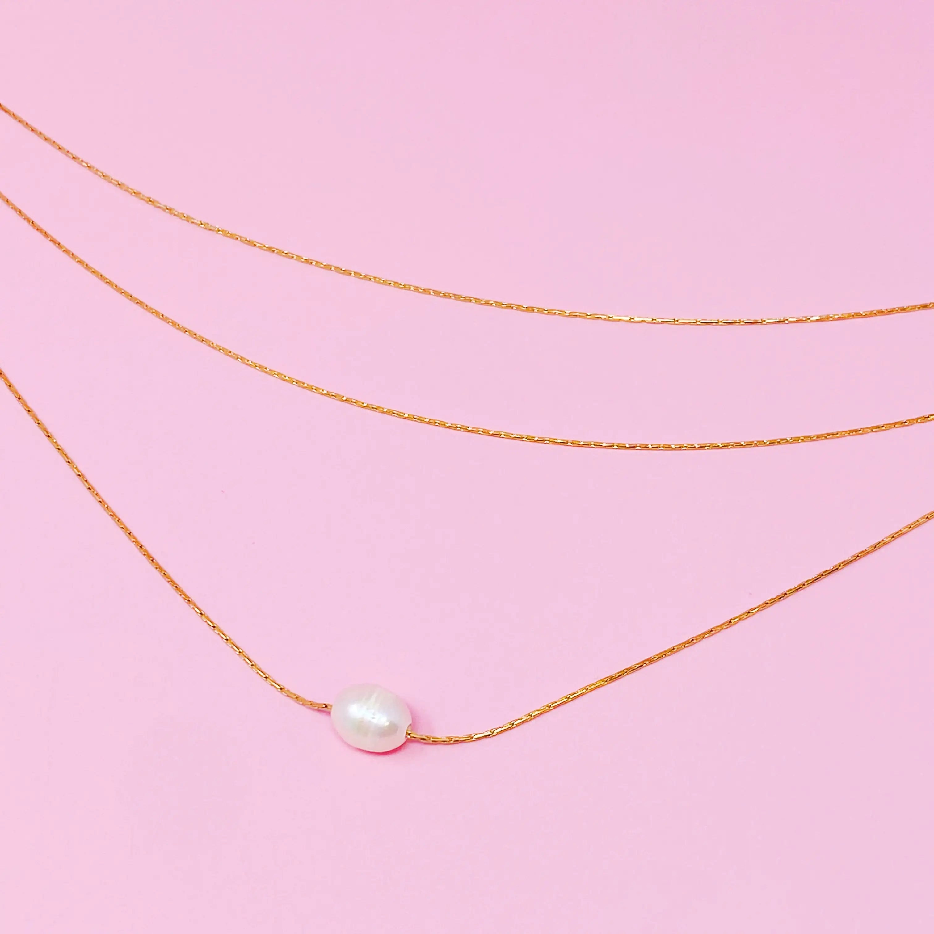 Layered Freshwater Pearl Pendant Necklace with Gold Chain Pendant smart-purchase