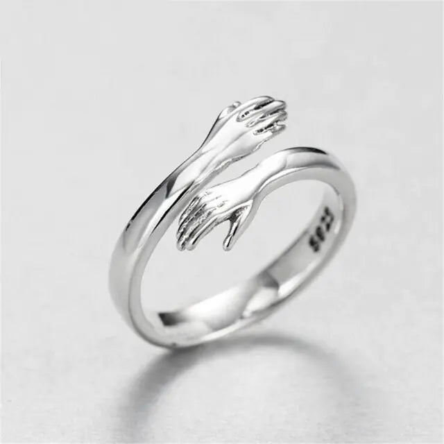 Sterling Silver Heart Ring – Unique Personality Silver Plated Love Hug Ring smart-purchase