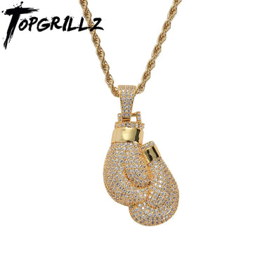 Elisa Gold Pendant Necklace: Boxing Gloves Design for Sporty Style