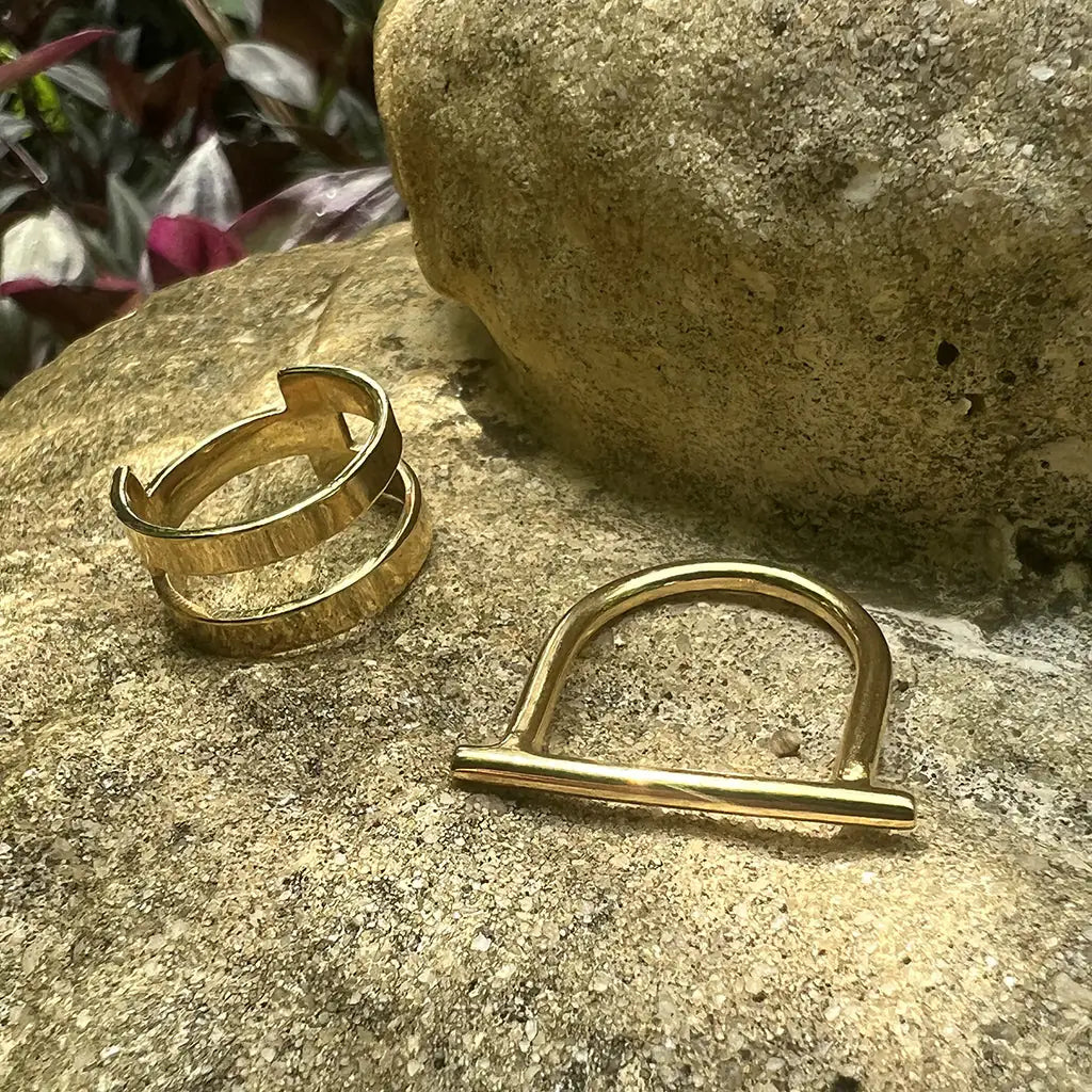 Geo Stripe Bombshell Ring: 14k Gold Minimalist Rings with Unique Geometric Design smart-purchase