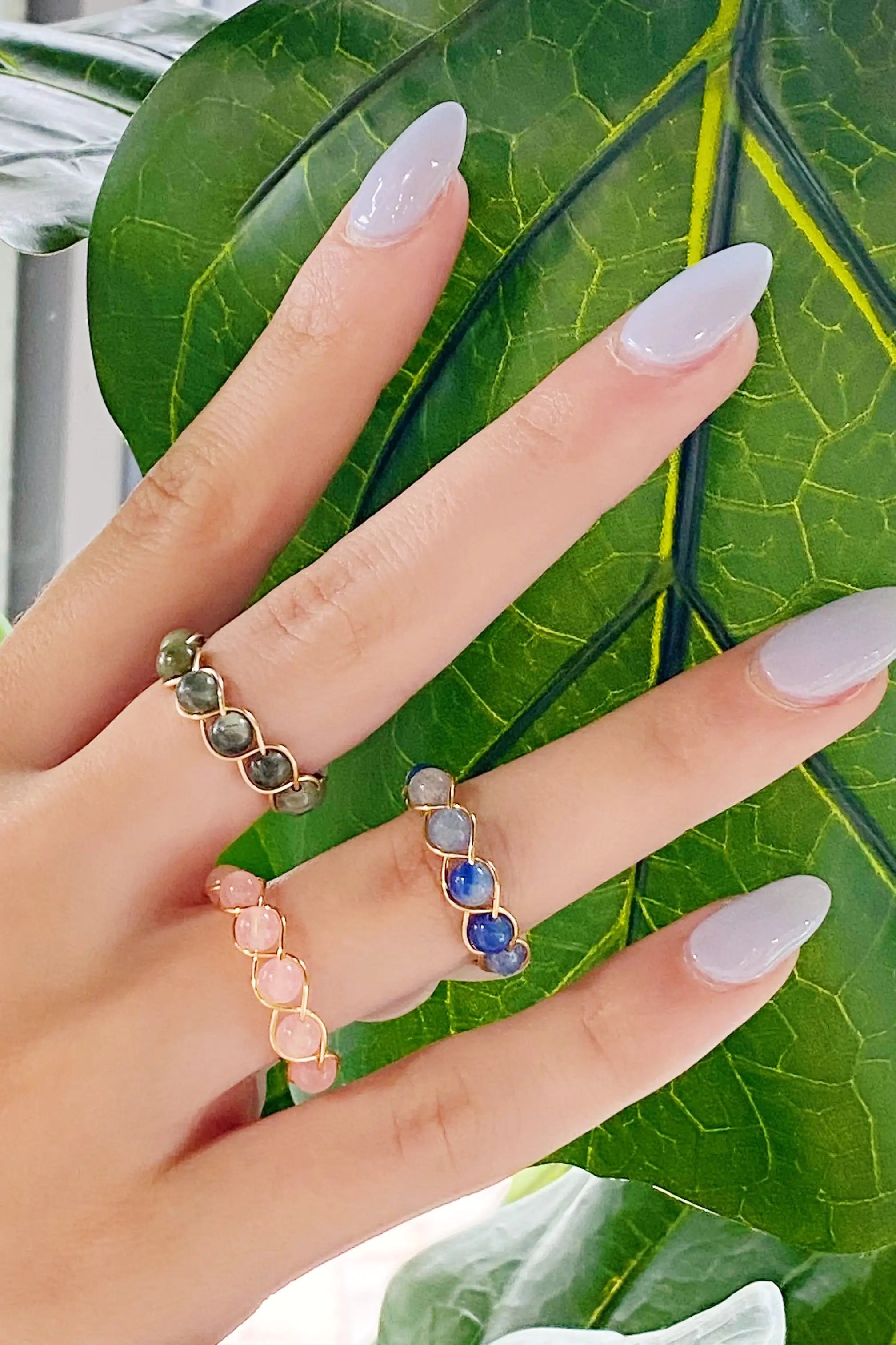 Chunky Silver Rings – Wired Stone Ring with Natural Stone & Brass for Bohemian Elegance smart-purchase