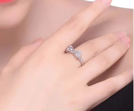 Three Stone Diamond Rings – 925 Sterling Silver Bowknot Ring with Cubic Zirconia - Timeless Elegance and Sparkle smart-purchase