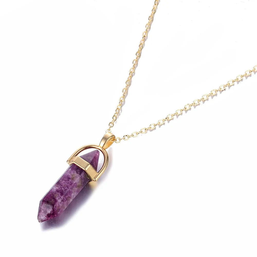 Hexagonal Column Quartz Pendant Necklace - Black Opal Pendant Design smart-purchase