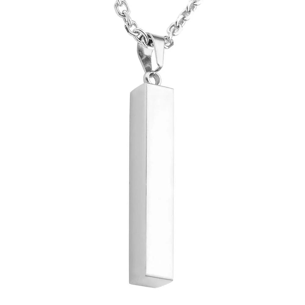 Steel Vertical Bar Pendant Necklace: Silver Locket Necklaces for Modern Style smart-purchase
