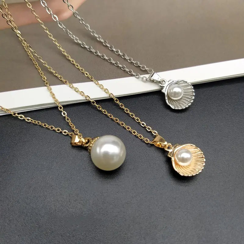 Shell Pearl Pendant: 18k Gold Heart Locket Necklace for Elegant Beach-Inspired Style smart-purchase