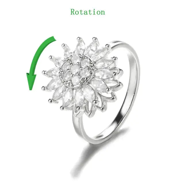 Crystal Sunflower Rings for Women - Affordable Gold Rings with Floral Elegance smart-purchase