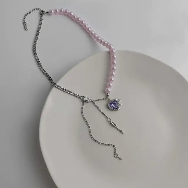 Peach Heart Pendant Necklace: 14k Pearl Necklace with Timeless Elegance smart-purchase