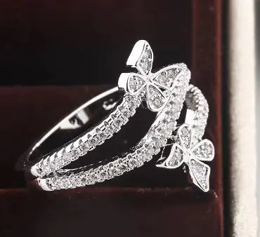 925 Silver Butterfly Ring with White Zircon – Elegant and Unique Opal Stone Ring Design smart-purchase