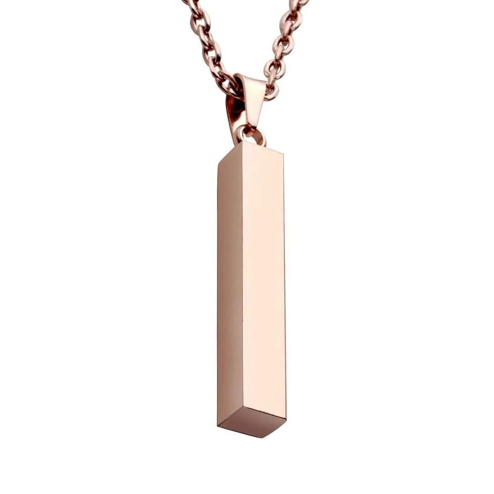 Steel Vertical Bar Pendant Necklace: Silver Locket Necklaces for Modern Style