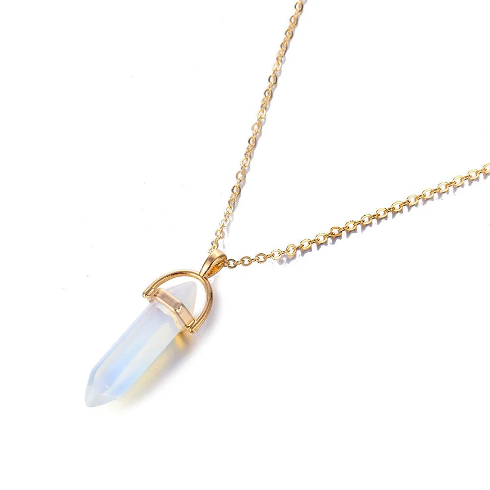 Hexagonal Column Quartz Pendant Necklace - Black Opal Pendant Design smart-purchase