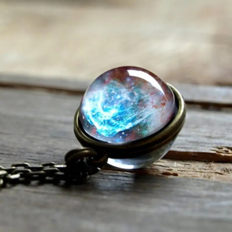 The Universe Pendant: Antique Silver Locket Necklace for Cosmic Elegance
