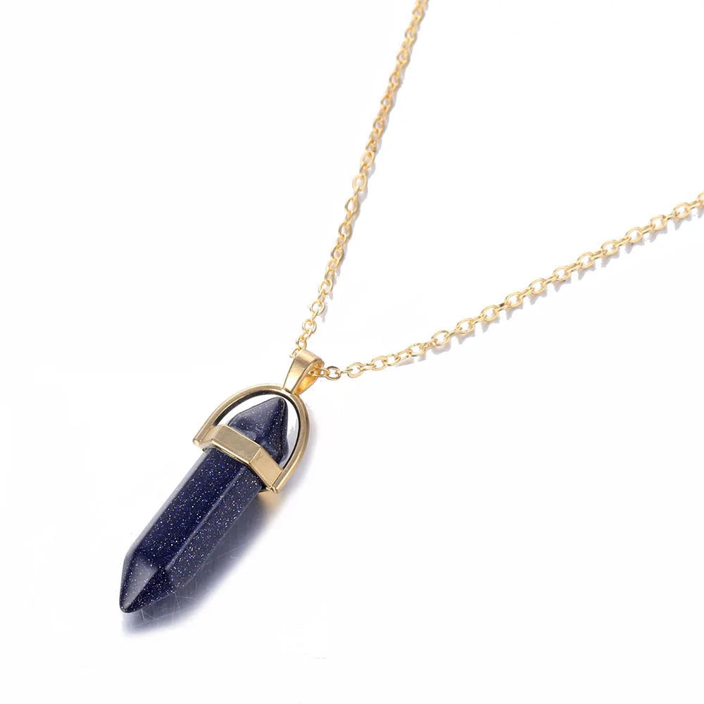 Hexagonal Column Quartz Pendant Necklace - Black Opal Pendant Design smart-purchase